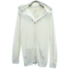 gelato pique ジェラートピケ ボーダー柄 長袖 ルームウェア F ブルー系 ふわもこ ジップパーカー レディース 古着