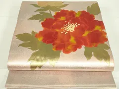 平和屋着物◎太鼓柄袋帯　牡丹文　金糸　正絹　逸品　DAAT8512qp
