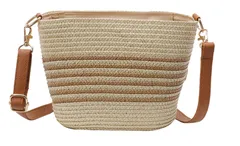 かごバッグ レディース ショルダー バッグ ボーダー シンプル カジュアル 大容量 ファスナー 斜め掛け 大人 可愛い サマーバッグ カバン 3カラー 鞄 かばん ハンド 肩掛け 春 夏 旅行 海 ビーチ 軽い 軽量 ポケット ストロー 編み ブ [ベージュ]
