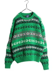 【お得なクーポン配布中!】 90s OLD GAP フェアアイル 立体編み コットン ニット セーター メンズ S / 旧タグ オールド ギャップ 3D ヘビーウェイト ノルディック 総柄