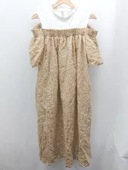 ◇ ◎ ⊂ ROSE BUD 模様あり 半袖 膝下丈 ワンピース サイズF ブラウン系 レディース E  【1506230032808】