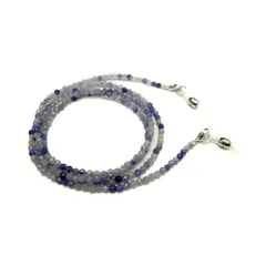 天然石 メガネチェーン 32面ミラーボールカット デュモルチライト 3mm玉 パワーストーン ミラーボールカット レディース メガネチェーン パワーストーン マスクチェーン マスクストラップ メガネストラップ ネックレス 眼鏡チェーン グラスコード