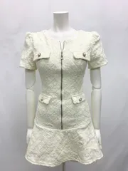 1523 JEWELS ジュエルズ　キャバクラ　ドレス　スパンコール　チュール　刺繍　フロントジップ　パールボタン　ミニ　キャバドレス　S