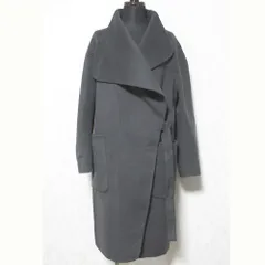 美品 +J UNIQLO ユニクロ ジルサンダー カシミヤブレンドノーカラーコート サイズS チャコールグレー レディース 古着 中古 USED