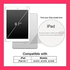 JEDirect iPad Air ケース (第1世代) レザー 三つ折スタンド オートスリープ機能 スマートカバー (ブラック)