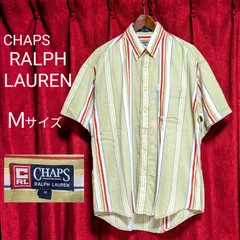 チャップス ラルフローレン CHAPS RALPH LAUREN 半袖 ボタンダウン シャツ M ストライプ 薄抹茶色 白 赤 黄 青 セカンドライン