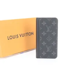 極美品 ルイヴィトン モノグラム エクリプス iPhone Xs Max 手帳型 ケース カバー M68695 レザー アクセサリー メンズ ERE CP14-3【中古】