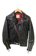 ルイスレザー Lewis Leathers   Cyclone サイクロン 441 カスタム ウィングロゴスクエア ベージュZIP スタッズ付 ジャケット 黒 34 ジャケット ブラック 103MT-849