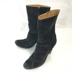 CHIE MIHARA/チエミハラ★スエード本革/サイドジップブーツ【37/23.0-23.5/黒/BLACK】Shoes◆WB100-3