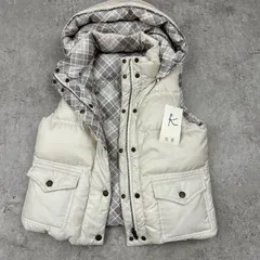 【未使用】組曲 ダウンベスト リバーシブル オフホワイト　白 チェック ダウン　90%