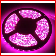 【特売】短色 LEDテープライト● 24Ｖ 高輝度 5M 300連 防水IP65 切断可能 白ベース/LED 強力粘着両面テープ 正面発光 SMD 5050 (ピンク)