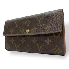 LOUIS VUITTON ルイヴィトン モノグラム ポシェット ポルトモネ クレディ 長財布 二つ折り ファスナー M61726 茶 ブラウン PVC レザー メンズ レディース W3