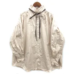 未使用品 ワンアフター アナザー ナイスクラップ one after another NICE CLAUP ボウタイ ギャザー ボリューム ブラウス 長袖 ベージュ