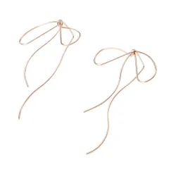 【ピンクゴールド×ピアス】[Cream dot. クリームドット公式] ピアス レディース  金属アレルギー ニッケルフリー リボン リボンモチーフ ワイヤー アシンメトリー アシメ 大ぶり 立体 大人 