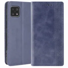 AQUOS sense4 ケース 手帳 AQUOS sense5G SH-41A SHG03 センス4 チェック柄 合革 レトロ 手帳 ケース 【Color】 ネイビーのサムネイル