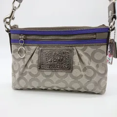 COACH コーチショルダーバック斜め掛け    POPPY  グレー シルバー／パープル スウィングバッグ レディース