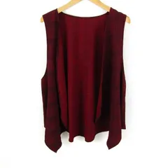 詩仙堂 ベスト ジレ Vネック ちりめん チェック トップス M相当 日本製 レディース ﾌﾘｰサイズ レッド SHISENDO 【中古】