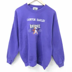 L/古着 リー Lee 長袖 スウェット メンズ 90s 野球 刺繍 クルーネック 紫 パープル 25mar15 中古 スエット トレーナー トップス