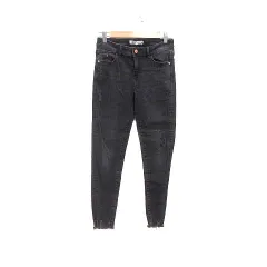 ザラ ZARA スキニーパンツ デニム ダメージ加工 36 黒 ブラック /YK