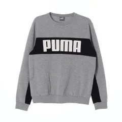 XL PUMA(プーマ) グレー 黒 ビッグロゴ パーカー スウェットシャツ