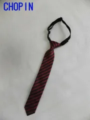 未使用品  ショパン 男女共用  「ショパン」 子ども用ネクタイ ワンタッチタイプ ストライプ柄 レッド ネイビー系