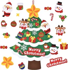 KASITON クリスマスツリー クリスマスオーナメント 吊り下げ式 フェルト タペストリー オーナメントセット壁掛け 親子でDIY 在宅 クリスマスプレゼント オーナメント21点セットのサムネイル
