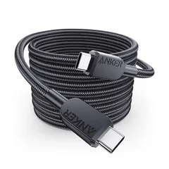 （まとめ） アンカージャパン ANKER USB-C＆USB-C ケーブル（高耐久ナイロン） 3.0m ブラック A81C7011 1本 【×2セット】