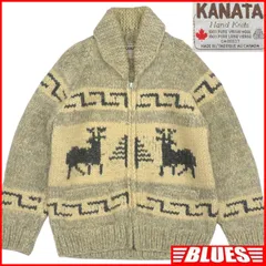 カウチン セーター kanata ニット XL カナダ製 カナタ グレー 鹿柄 トナカイ ハンドニット カウチンセーターサイズXL一覧←SEULB屋着古← HN2197のサムネイル