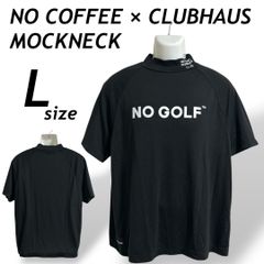 NO COFFEE × CLUBHAUS MOCKNECK ノーコーヒー×クラブハウス メンズ ゴルフウェア L 半袖カットソー  モックネック ロゴプリント ブラック系 (E024)★