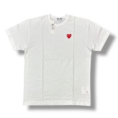 未使用品 PLAY COMME des GARCONS ハート刺繍Tシャツ 半袖 カットソー プレイコムデギャルソン AZ-T108 ホワイト XXL 94363A8