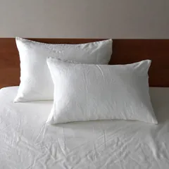 枕カバー 2枚組 (ホワイト×ホワイト 43×63ｃｍ枕用) 日本製 麻100％ リネン フレンチリネン 抗菌 防臭 吸湿 乾きが早い 北欧 天然 蒸れない ピローケース まくらカバー エコテックス認証 ピロケース【Lino(リーノ)】