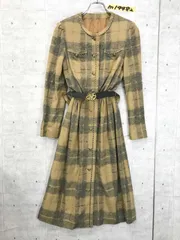 キレイめ！オールボタン ツイードチェック ベルト付き 長袖ワンピース