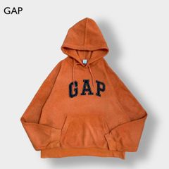 【GAP】パーカー プルオーバー 刺繍 ロゴ フーディー オレンジ 起毛 古着