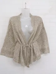 ◇ RETROGIRL レトロガール ニット ブラウジング 長袖 ガウンカーディガン サイズM ベージュ系 レディース P  【1301200007516】