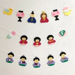 【ハンドメイド】ひな祭り飾り　お雛様　ガーランド　壁面飾り