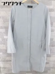 ■ une autre ユノートル 長袖 ノーカラー ジップアップ コート ライトブルー レディース 【中古】 【1103120003391】