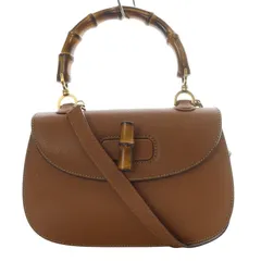 グッチ GUCCI バンブー オールド 2WAY ハンドバッグ ワンハンドル ショルダーバッグ 斜め掛け レザー ミラー付き ブラウン 000-2113-0633 /YO21 ■OH