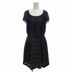 アンタイトル UNTITLED シフォンワンピース ひざ丈 フレンチスリーブ ラメ加工 総柄 2 M 紫 パープル /FT 0926