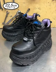 ♡新品未使用・美品♡ 22.5cm ヨースケ YOSUKE 厚底スニーカー レディース ブラック ローカット 厚底シューズ 黒 約8cm 厚底フラットソール 人気商品 定番 MY550-446