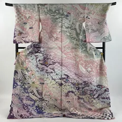 振袖 滝泰 仮絵羽 金駒 金彩 ふくれ織紋意匠 正絹 未仕立て品 八掛付き 振袖 滝泰 仮絵羽 金駒 金彩 ふくれ織紋意匠 正絹 未仕立て