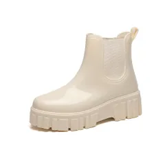 ☆ アイボリー ☆ 39(24.5cm) ☆ レインブーツ ショート pmyrains008 レインブーツ ショート レディース レインシューズ 長靴 レイン ブーツ ショートブーツ 防水 一体成型 滑り止め 雨靴 雨 雪 サイドゴア 通学 通勤