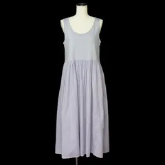 ケイビーエフ KBF アーバンリサーチ ワンピース ノースリーブ ロング 異素材 切替 綿 コットン F 青 ブルー