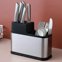 ★ツールスタンド　箸立て 箸入れ　包丁スタンド 包丁入れ  台所　調理器具収納　水受け　ステンレスのサムネイル