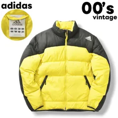 【肉厚】 00sヴィンテージ アディダス adidas ダウンジャケット XO イエローxグレー メンズ