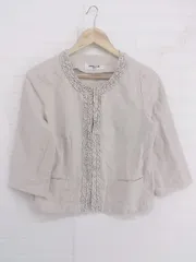 ◇ NATURAL BEAUTY BASIC ナチュラルビューティーベーシック リネン混 長袖 ジャケット サイズM ベージュ系 レディース P  【中古】 【1209220001821】