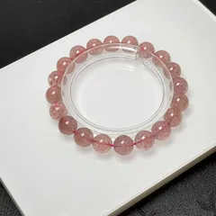 カザフスタン産★【ストロベリークォーツ】★ ブレスレット 天然石A 苺水晶 9.4-9.8mm ZB1868