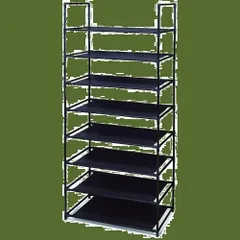 【特価セール】高さ調整可能 棚 スチール オープンシェルフ 軽量 約H141×W57×D28cm 組み立て簡単 シンプル 8段 耐荷重4kg ラック ブラック トレードワン 10513