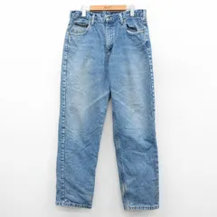 W35/古着 カーハート ジーンズ メンズ コットン 紺 ネイビー デニム 内側フランネル 25sep27 中古 ボトムス ジーパン Gパン ロング パンツ