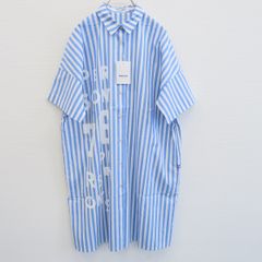 パーソンズ PERSONS シャツワンピース ロング ロゴ ストライプ柄 a919233