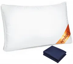 Anywin 枕 カバー２枚付き まくら ホテル仕様 高反発枕 安眠 快眠 横向き対応 丸洗い可能 立体構造63x43x20cm (ネイビー)